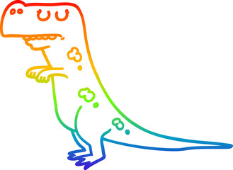rainbow gradient line drawing cartoon dinosaur