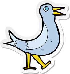 sticker of a cartoon walking bird