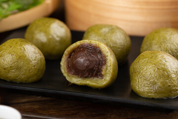 Chinese food snacks, green dumpling