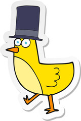 sticker of a cartoon bird wearing hat