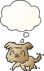 cartoon dog and thought bubble in smooth gradient style