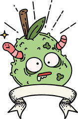 banner with tattoo style rotten pear