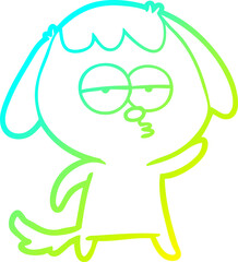 cold gradient line drawing cartoon bored dog
