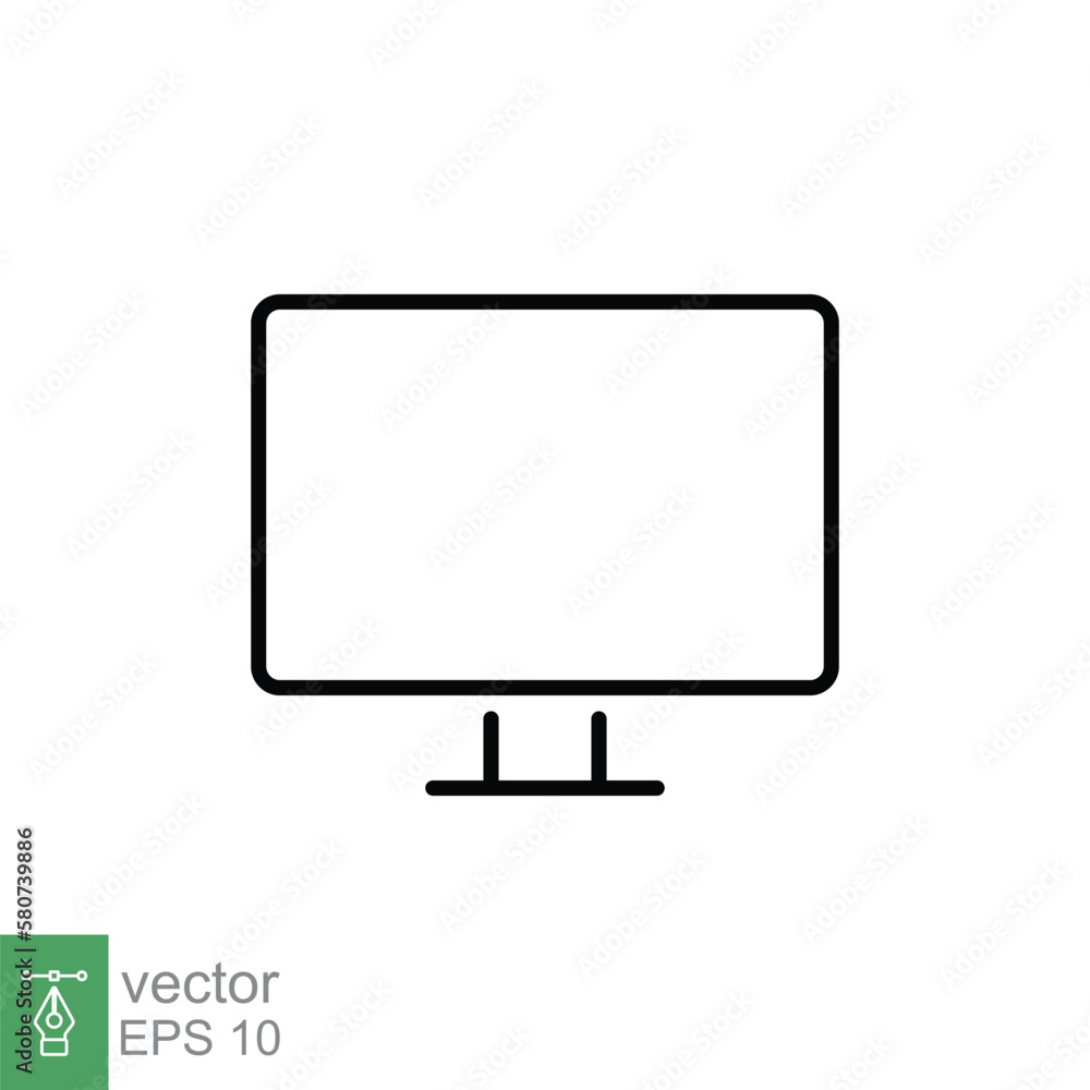 Poster monitor line icon. simple outline style. screen, tv, desktop computer display concept. vector illust