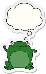 cartoon frog and thought bubble as a printed sticker