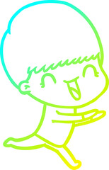 cold gradient line drawing happy cartoon boy
