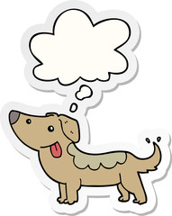 cartoon dog and thought bubble as a printed sticker