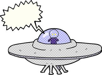 comic book speech bubble cartoon alien flying saucer