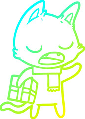 cold gradient line drawing talking cat cartoon