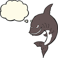 funny cartoon shark with thought bubble