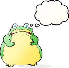cartoon fat toad with thought bubble