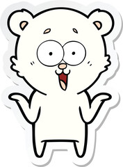 sticker of a laughing teddy  bear cartoon