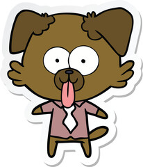 sticker of a cartoon dog with tongue sticking out