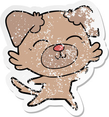 distressed sticker of a cartoon dog