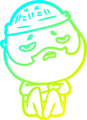 Obraz premium cold gradient line drawing cartoon worried man with beard