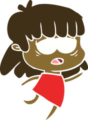 flat color style cartoon tired woman