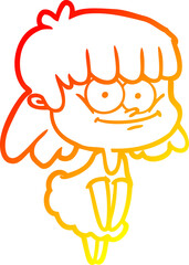 warm gradient line drawing cartoon smiling woman