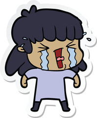 sticker of a cartoon woman in tears