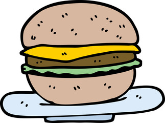 hand drawn doodle style cartoon burger