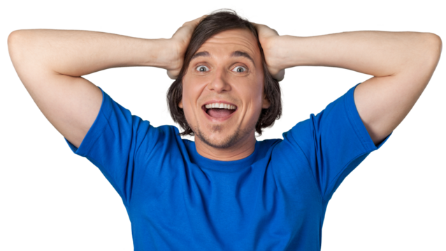 Happy surprised handsome man