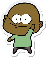 sticker of a cartoon bald man staring