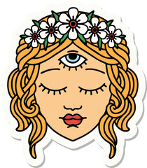 tattoo style sticker of female face