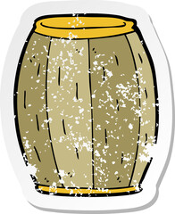 retro distressed sticker of a cartoon beer barrel