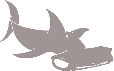 flat color style cartoon hammerhead shark - obrazy, fototapety, plakaty
