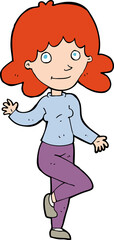 cartoon friendly woman waving
