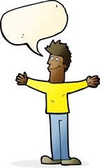 Fototapeta premium cartoon happy man with speech bubble