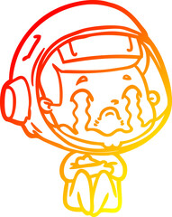 warm gradient line drawing cartoon crying astronaut