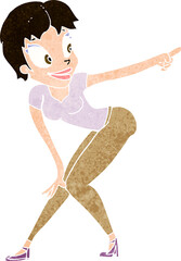 cartoon pretty woman pointing