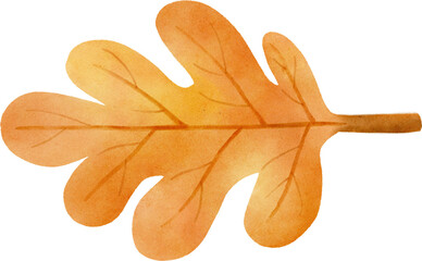 Fototapeta na wymiar watercolor brown and orange leaf for decorative 