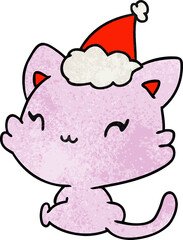 christmas textured cartoon of kawaii cat