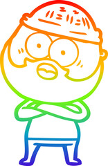 Obraz premium rainbow gradient line drawing cartoon surprised bearded man
