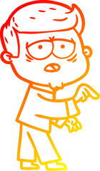 warm gradient line drawing cartoon tired man