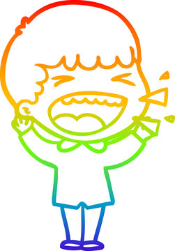recommend clip art: rainbow gradient line drawing cartoon laughing man