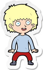 sticker of a cartoon excited boy