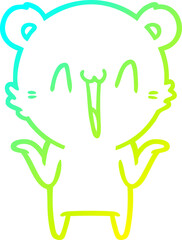 cold gradient line drawing happy bear cartoon