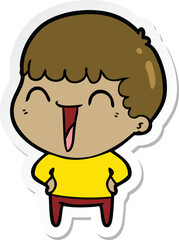 sticker of a cartoon happy man