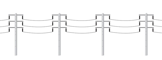 Electric pole. Power Poles. Electric Power transmission. Vector Illustration Isolated on White Background.