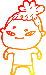 warm gradient line drawing cartoon woman