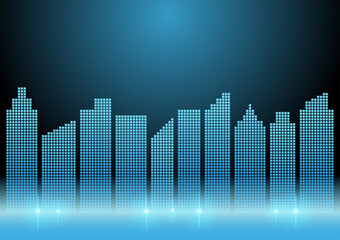 City building Background. Skyscraper. Cityscape. Hi-tech or Sci-fi City Background. Metropolis City. Vector Illustration.