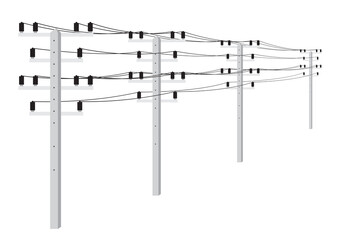 Electric pole. Power Poles. Electric Power transmission. Vector Illustration Isolated on White Background.