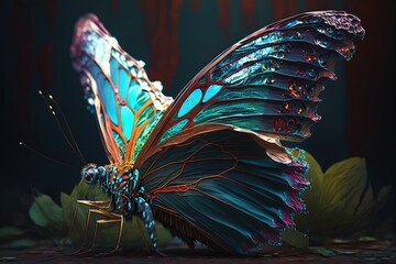 Plakat butterfly in the night. Generative AI