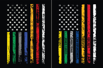 First Responders Hero Flag USA Thin Line Salute Essential Design.	
 - obrazy, fototapety, plakaty