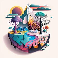 Naklejka premium Illustration of global warming on earth