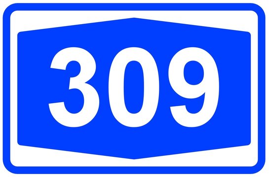 Illustration eines Autobahnschildes der Autobahn 309 in Deutschland