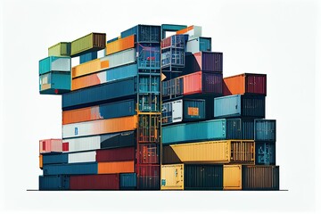 Obraz premium Clip art of colorful stacked containers, generative ai contents by Midjourney