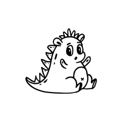 Cute cartoon monster on white background.Icon monster.Alien.Coloring.Doodle.Vector